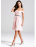 Off Shoulder Chiffon Beads Short Prom Dress 